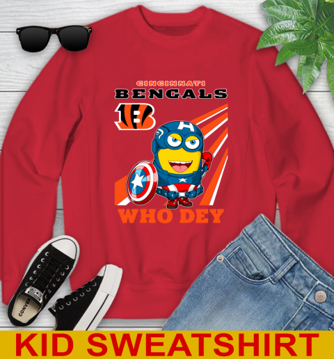 NFL Football Cincinnati Bengals Captain America Marvel Avengers Minion Shirt Youth Sweatshirt 7