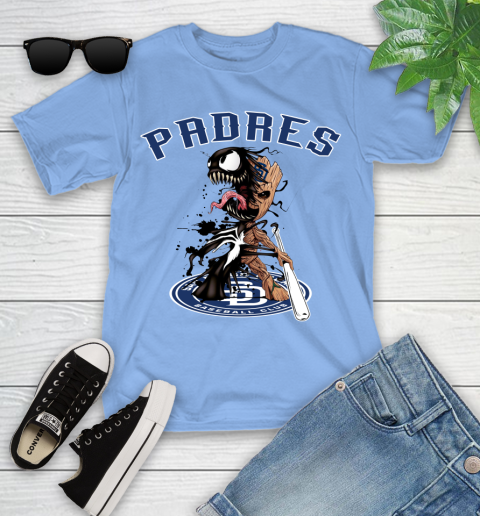 MLB San Diego Padres Baseball Venom Groot Guardians Of The Galaxy Youth T-Shirt 11
