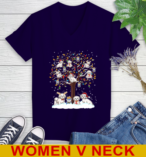 Maltese dog pet lover light christmas tree shirt 75
