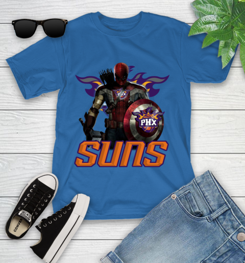 Phoenix Suns NBA Basketball Captain America Thor Spider Man Hawkeye Avengers Youth T-Shirt 9