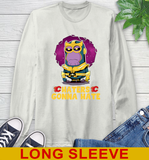 NHL Hockey Calgary Flames Haters Gonna Hate Thanos Minion Marvel Shirt Long Sleeve T-Shirt 13 NHL Hockey Calgary Flames Haters Gonna Hate Thanos Minion Marvel Shirt Long Sleeve T-Shirt - Image 13