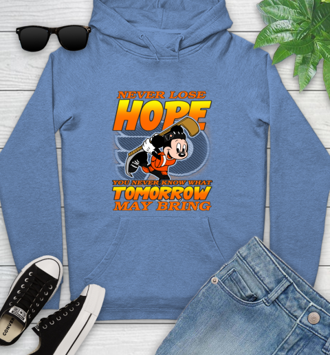 Philadelphia Flyers NHL Hockey ootball Mickey Disney Never Lose Hope Youth Hoodie 13