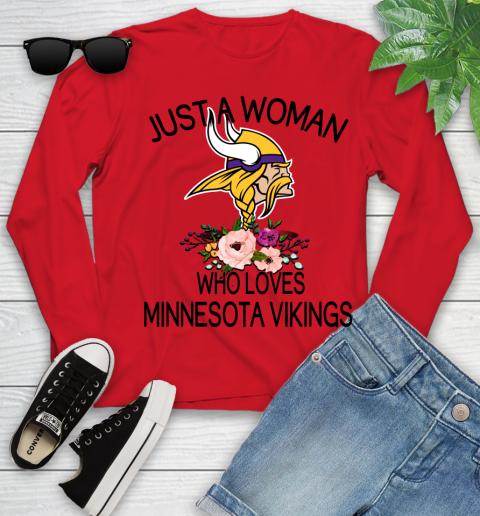 NFL Just A Woman Who Loves Minnesota Vikings Football Sports Youth Long Sleeve 8