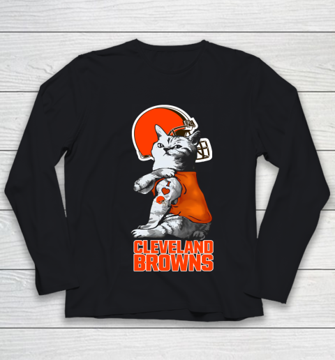 NFL Football My Cat Loves Cleveland Browns Youth Long Sleeve