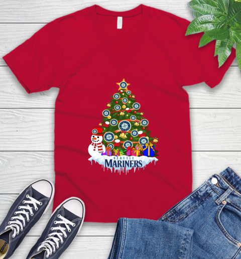 Seattle Mariners Merry Christmas MLB Baseball Sports V-Neck T-Shirt 7