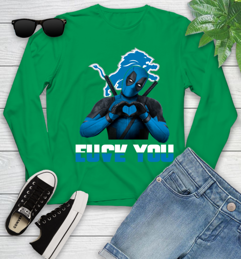 NHL Detroit Lions Deadpool Love You Fuck You Football Sports Youth Long Sleeve 7
