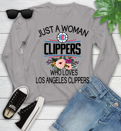 NBA Just A Woman Who Loves Los Angeles Clippers Basketball Sports Youth Long Sleeve 3