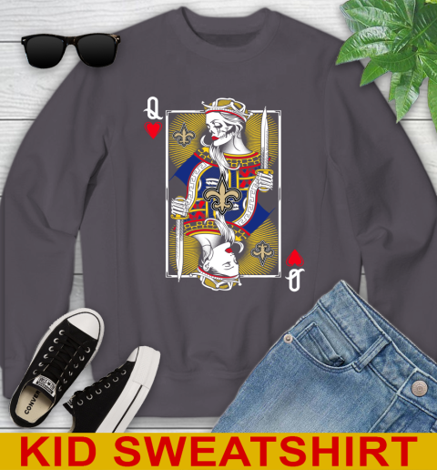 NFL Football New Orleans Saints The Queen Of Hearts Card Shirt Youth Sweatshirt 5