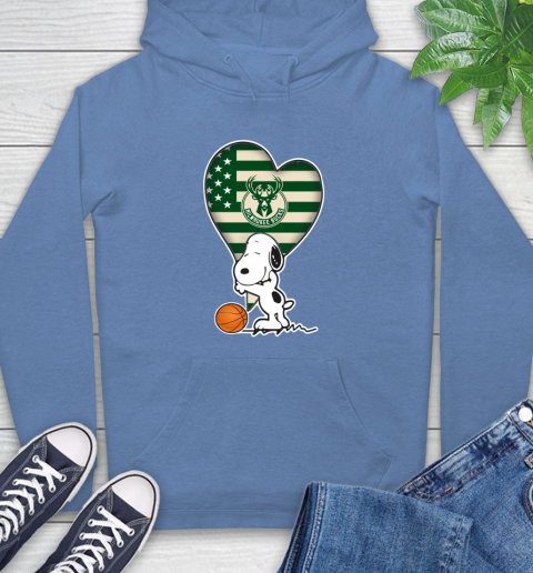 Milwaukee Bucks NBA Basketball The Peanuts Movie Adorable Snoopy Hoodie 11