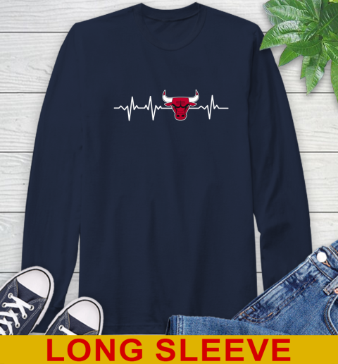 Chicago Bulls NBA Basketball Heart Beat Shirt Long Sleeve T-Shirt - Image 4
