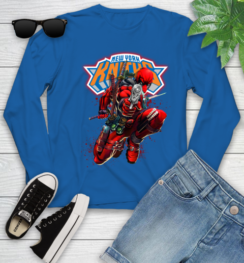 NBA Deadpool Marvel Comics Sports Basketball New York Knicks Youth Long Sleeve 9