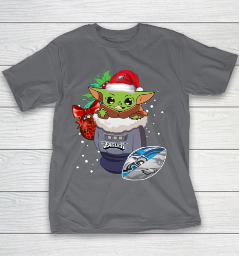 Philadelphia Eagles Christmas Baby Yoda Star Wars Funny Happy NFL Youth T-Shirt 7