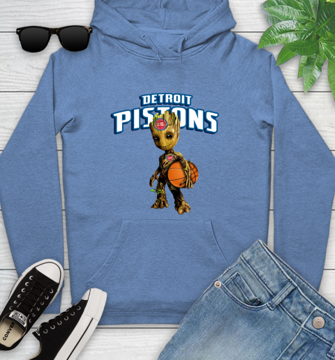 Detroit Pistons NBA Basketball Groot Marvel Guardians Of The Galaxy Youth Hoodie 12