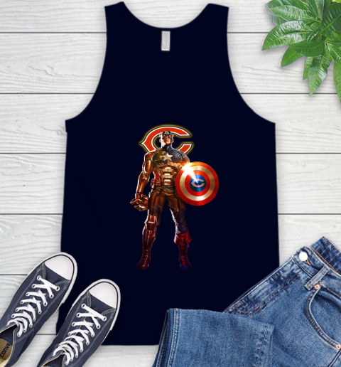 NFL Captain America Marvel Avengers Endgame Football Sports Chicago Bears Tank Top 3