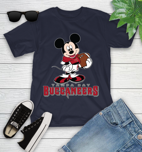 NFL Football Tampa Bay Buccaneers Cheerful Mickey Mouse Shirt Youth T-Shirt 3