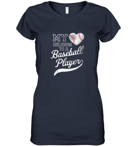 rkr4 baseball player wife or girlfriend heart women v neck t shirt 39 front navy