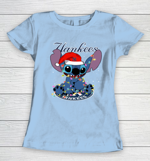 New York Yankees MLB noel stitch Baseball Christmas Women's T-Shirt 4