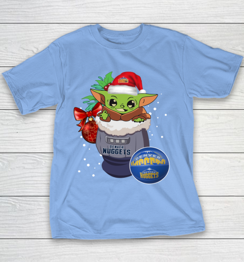 Denver Nuggets Christmas Baby Yoda Star Wars Funny Happy NBA Youth T-Shirt 10