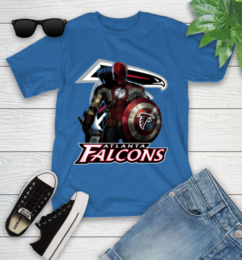NFL Captain America Thor Spider Man Hawkeye Avengers Endgame Football Atlanta Falcons Youth T-Shirt 9