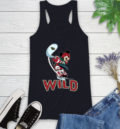 NHL Hockey Minnesota Wild Cheerful Mickey Mouse Shirt Racerback Tank 9