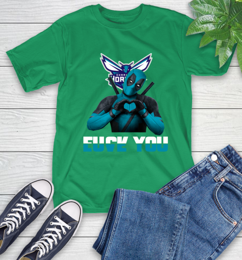 NBA Charlotte Hornets Deadpool Love You Fuck You Basketball Sports T-Shirt 7