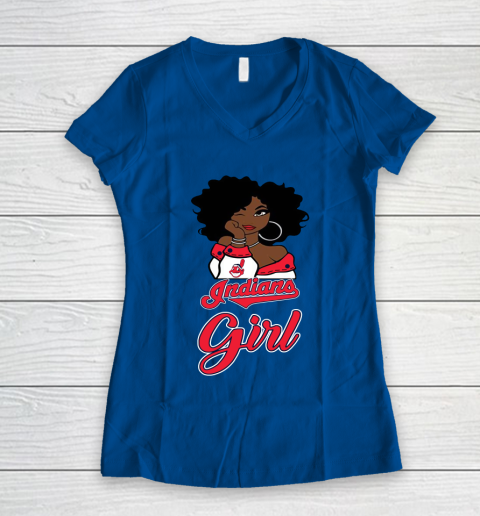 Cleveland Indians Girls Girl MLB Women's V-Neck T-Shirt 9