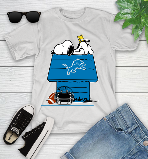 Detroit Lions NFL Football Snoopy Woodstock The Peanuts Movie Youth T-Shirt