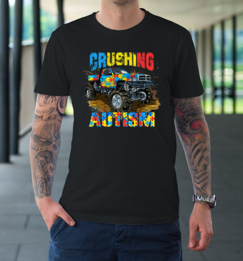 Crushing Autism Puzzle Monster Truck Autism Awareness T-Shirt