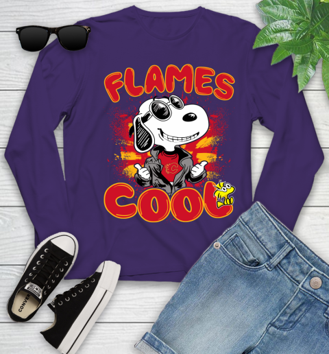 NHL Hockey Calgary Flames Cool Snoopy Shirt Youth Long Sleeve 4