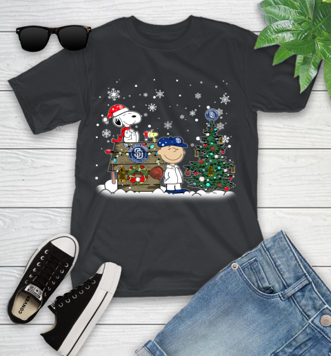 MLB San Diego Padres Snoopy Charlie Brown Christmas Baseball Commissioner's Trophy Youth T-Shirt
