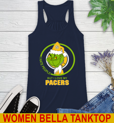 Indiana Pacers NBA Christmas Grinch I Hate People But I Love My Favorite Basketball Team Racerback Tank 11