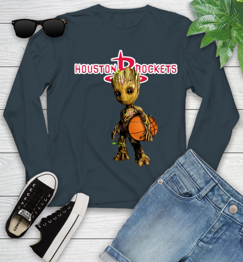 Houston Rockets NBA Basketball Groot Marvel Guardians Of The Galaxy Youth Long Sleeve 8