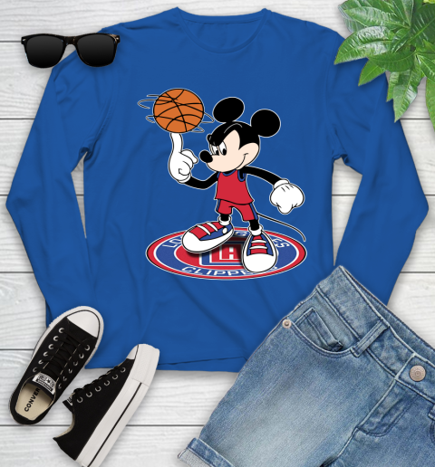 NBA Basketball LA Clippers Cheerful Mickey Disney Shirt Youth Long Sleeve 10