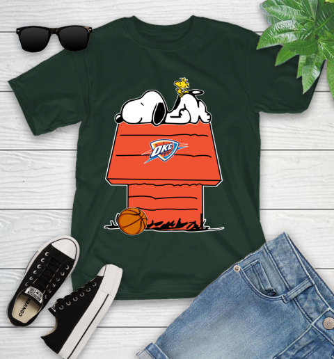 Oklahoma City Thunder NBA Basketball Snoopy Woodstock The Peanuts Movie Youth T-Shirt 5