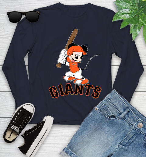 MLB Baseball San Francisco Giants Cheerful Mickey Mouse Shirt Youth Long Sleeve 3