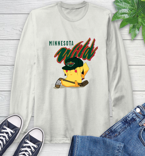 NHL Pikachu Hockey Sports Minnesota Wild Long Sleeve T-Shirt 12