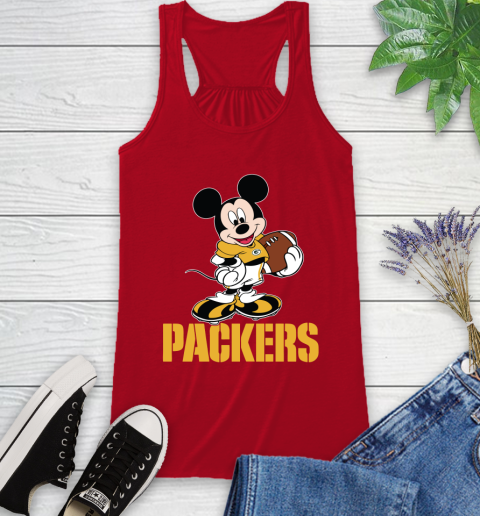 NFL Football Green Bay Packers Cheerful Mickey Mouse Shirt Racerback Tank 6