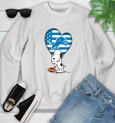 Detroit Lions NFL Football The Peanuts Movie Adorable Snoopy Youth Sweatshirt
