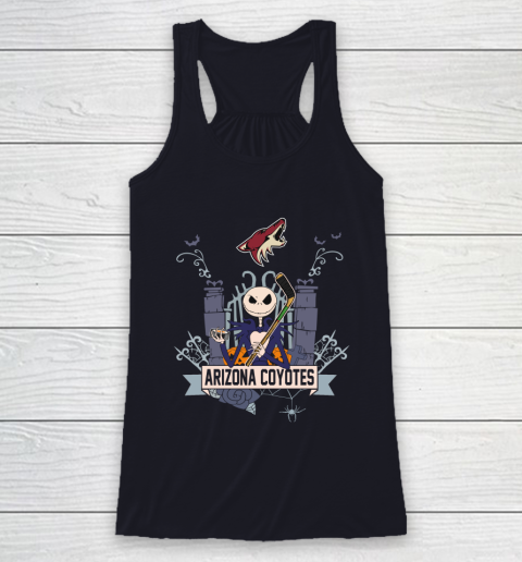 NHL Arizona Coyotes Hockey Jack Skellington Halloween Racerback Tank 7