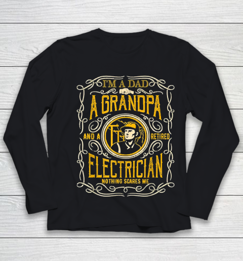 Grandpa Funny Gift Apparel  I'm A Dad Grandpa Retro Retired Electrician Youth Long Sleeve