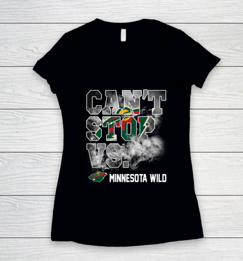 NHL Minnesota Wild Hockey Can't Stop Vs Women's V-Neck T-Shirt