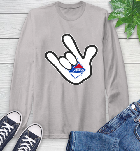 New York Rangers NHL Hockey Mickey Rock Hand Disney Long Sleeve T-Shirt 12
