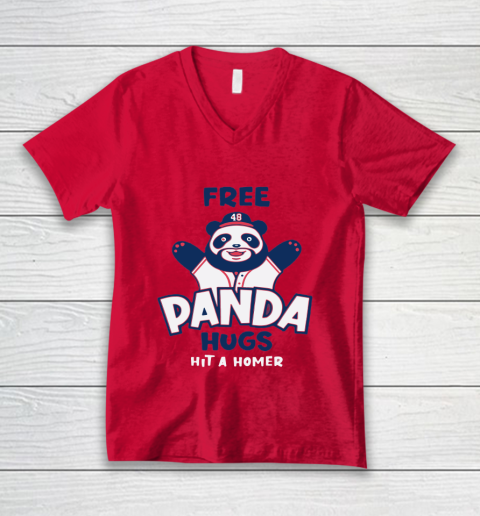 Free Panda Hugs Braves V-Neck T-Shirt