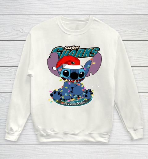 San Jose Sharks NHL Hockey noel stitch Christmas Youth Sweatshirt