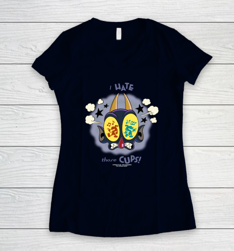 The Cuphead Show Shirt The Devil I Hate Those Cups Women's V-Neck T-Shirt 2