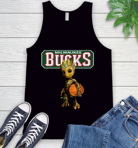 Milwaukee Bucks NBA Basketball Groot Marvel Guardians Of The Galaxy Tank Top 2