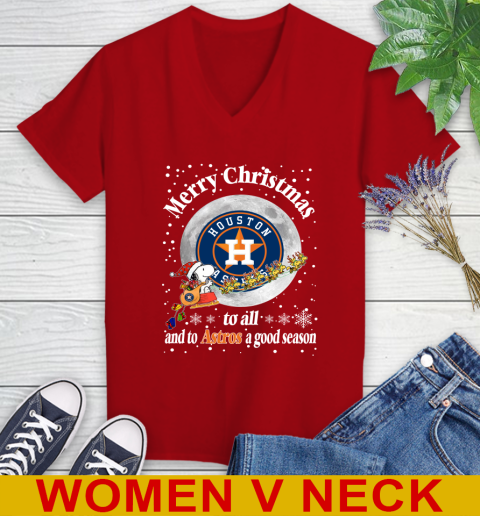 Houston Astros Merry Christmas To All And To Astros A Good Season MLB Baseball Sports Women's V-Neck T-Shirt 10