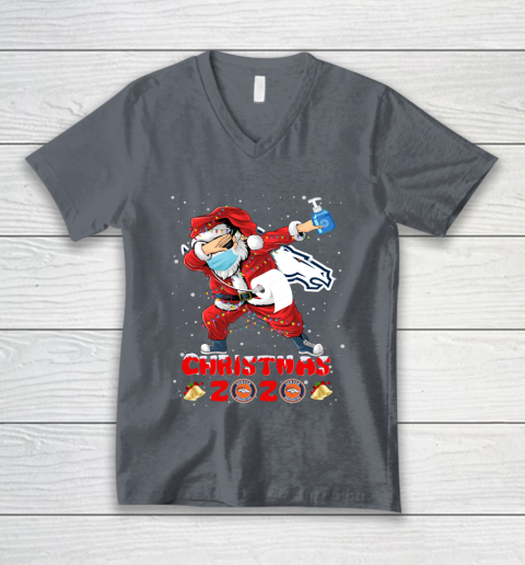 Denver Broncos Funny Santa Claus Dabbing Christmas 2020 NFL V-Neck T-Shirt 4
