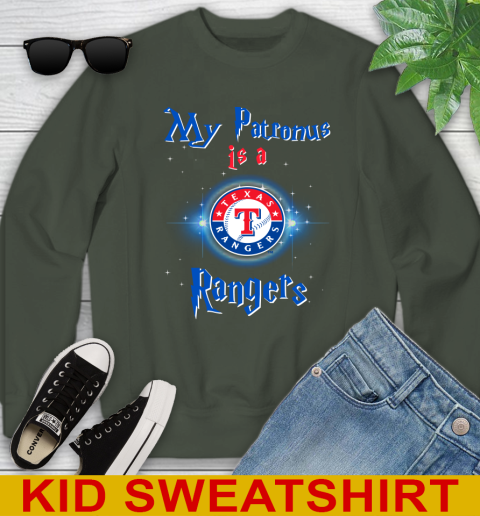 MLB Baseball Harry Potter My Patronus Is A Texas Rangers Youth Sweatshirt 8