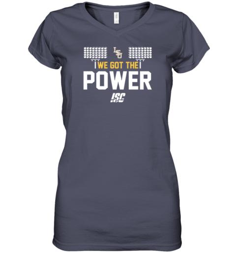 3qll lsu tigers baseball we got the power premium women v neck t shirt 39 front heather navy